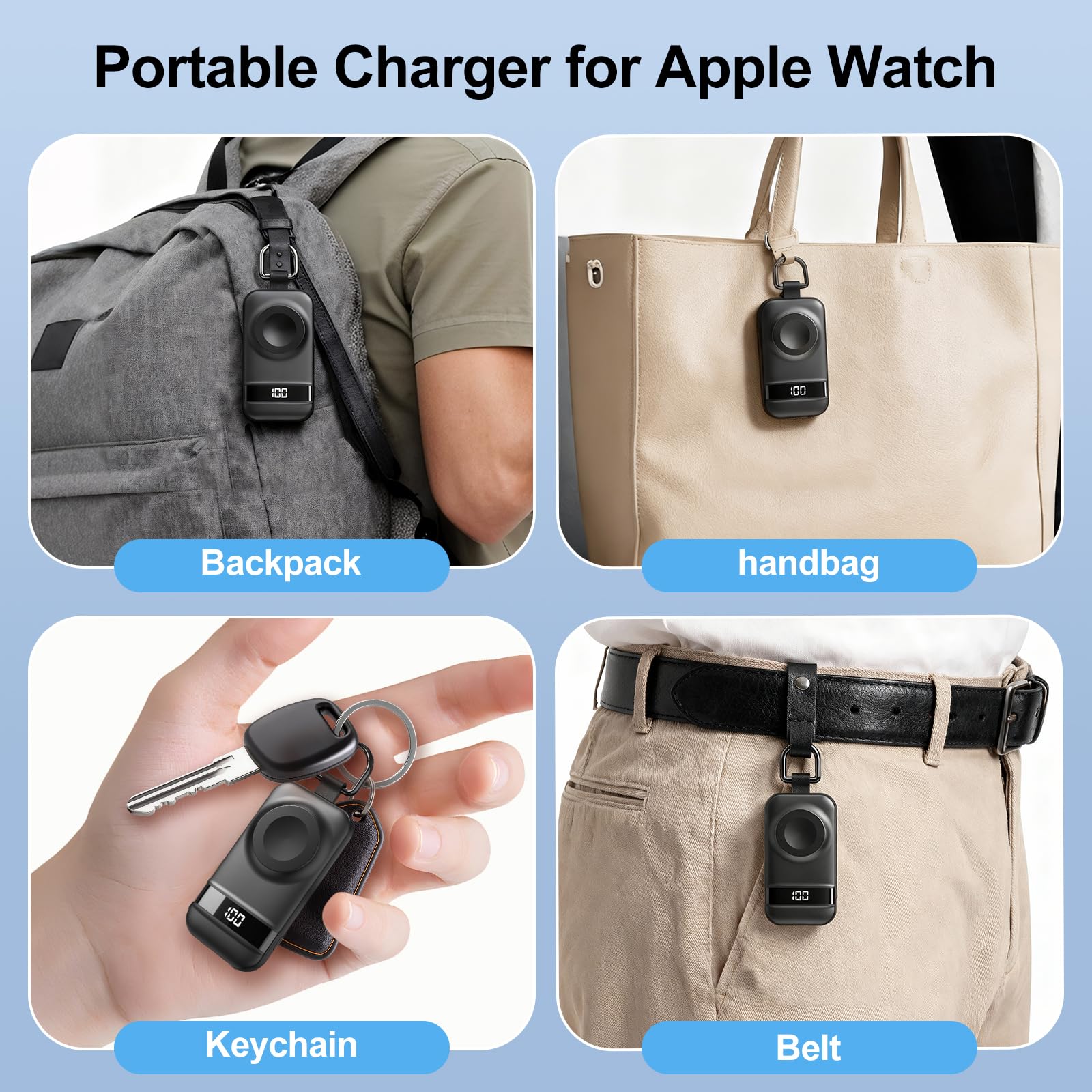 Portable Apple Watch Charger 2500mAh – Magnetic Keychain Power Bank for iWatch