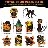 Vintage Halloween Cutouts Set – 40 Retro Paper Decorations with Black Cats, Witches & Owls for Party Decor
