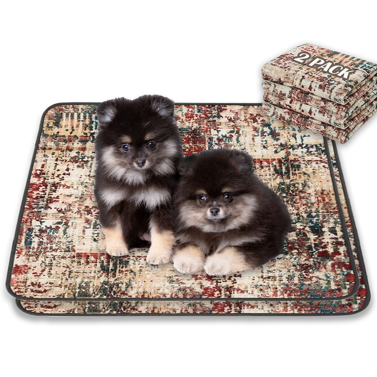 QEILS Washable Pee Pads for Dogs – 2-Pack Reusable Puppy Training Pads, 36×41 Inch, Super Absorbent & Leakproof Non-Slip Potty Pads
