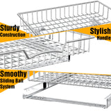 SimpleHouseware Under Cabinet Pull-Out Sliding Shelf – Heavy-Duty Ball Bearing Drawer Organizer (21” x 17”)