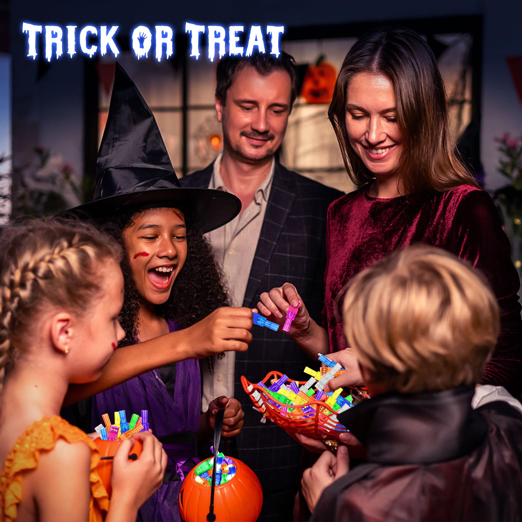 40-Pack Halloween Finger Projection Light Toys – Pumpkin, Ghost & Bat Designs (Party Favors & Trick-or-Treat Gifts)