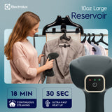 Electrolux Black Professional Handheld Garment Steamer with Ceramic Soleplate and Advanced Leak-Proof Steam Technology