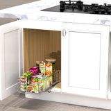 Pull-Out Cabinet Sliding Basket Organizer with Divider – Chrome Finish for Deep Cabinets