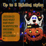 Halloween Solar Garden Flag 12x18" – Pumpkin LED Outdoor Yard Banner, Double-Sided UV-Resistant Oxford Décor