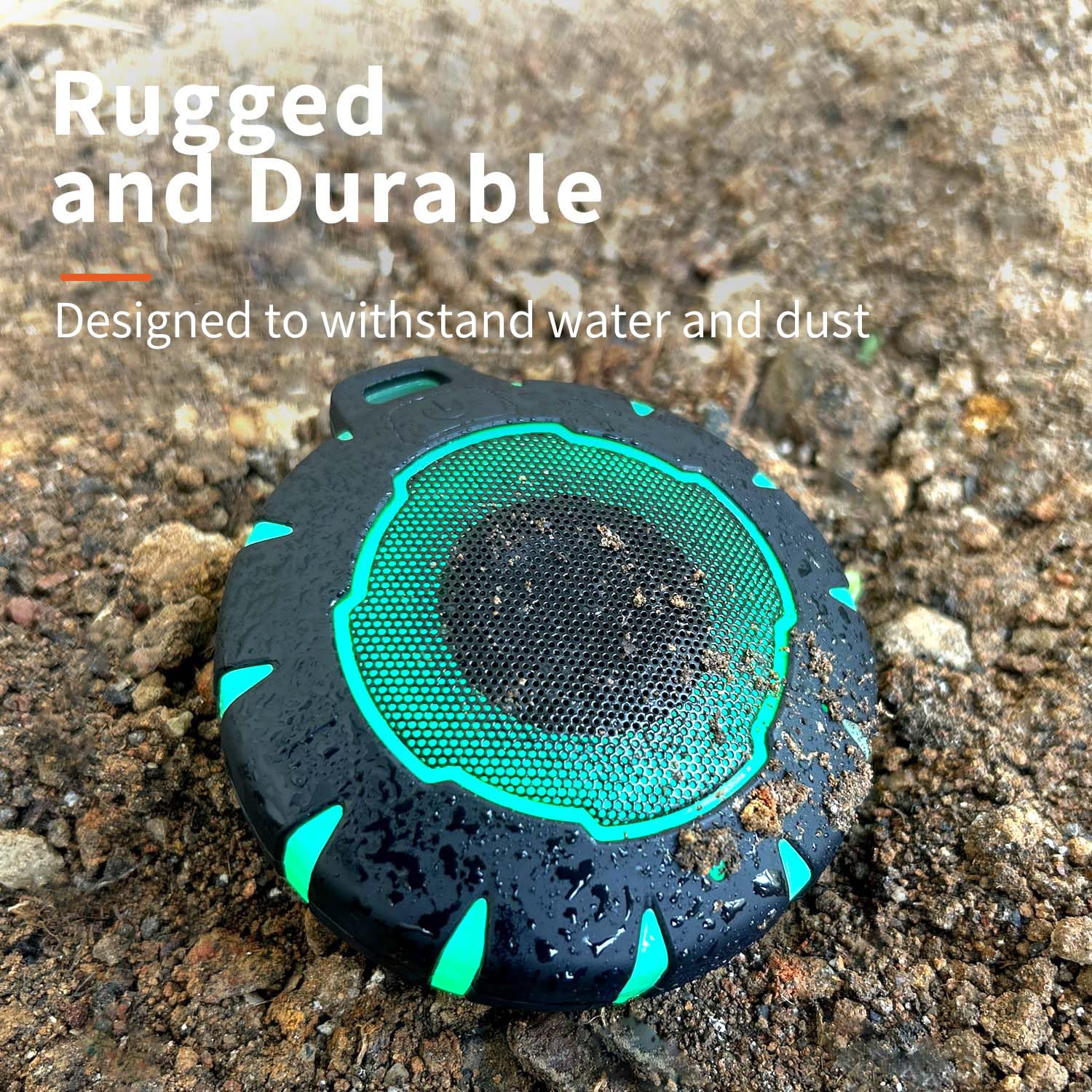 IPX7 Waterproof Bluetooth Speaker with LED Lights – Portable Shower & Outdoor Wireless Speaker with Carabiner for Beach, Camping & Travel