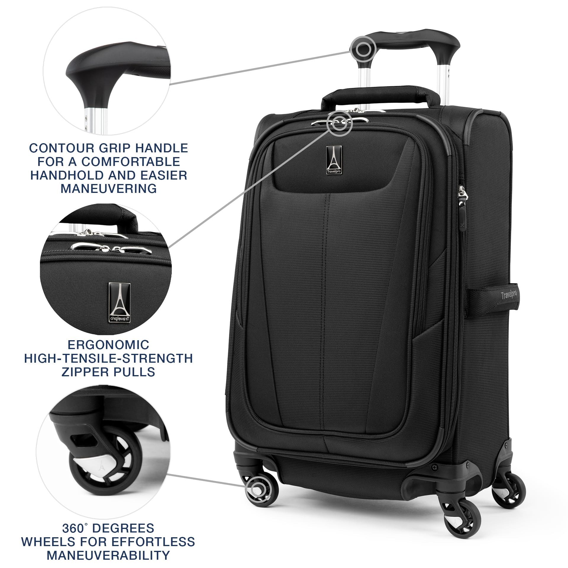 Travelpro Maxlite 5 Softside Expandable Carry-On Luggage 21”, Ultra-Lightweight Spinner Suitcase with 4 Wheels (Black)