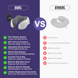 Memory Foam Travel Neck Pillow with Chin Support – Adjustable Airplane Neck Pillow for Comfortable Flights