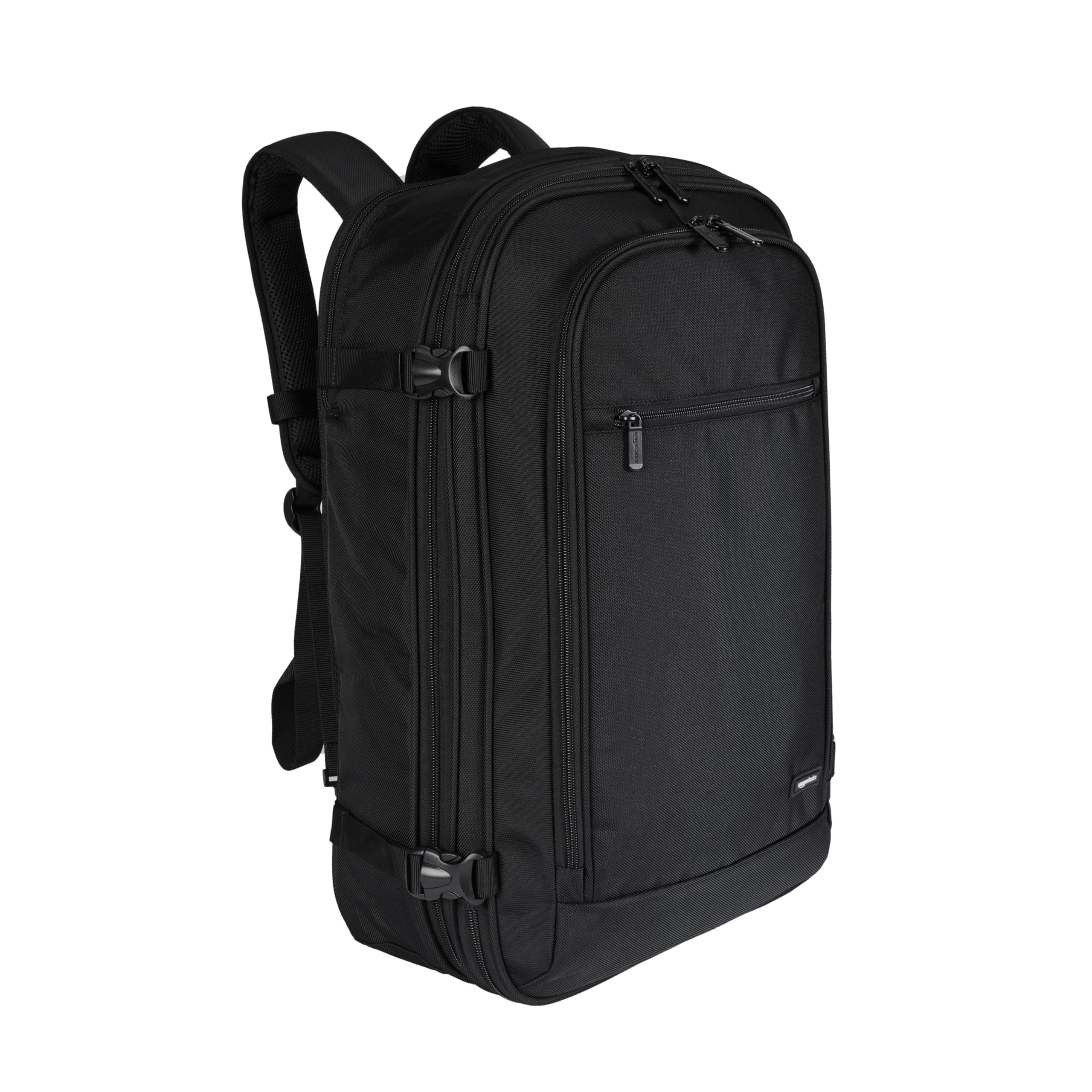 Amazon Basics 40L Expandable Carry-On Travel Backpack with Laptop Compartment – Dual-Use Backpack & Shoulder Bag (Black)