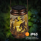Bigfoot Solar Lantern – Gold Bronze Metal LED Outdoor Light with Waterproof Design & Rustic Hollow Pattern