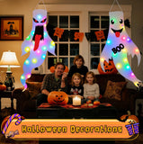 2-Pack Light-Up Hanging Ghosts – Large Outdoor Halloween Decorations with LED Lights (47 Inches, 1A-2Pack)