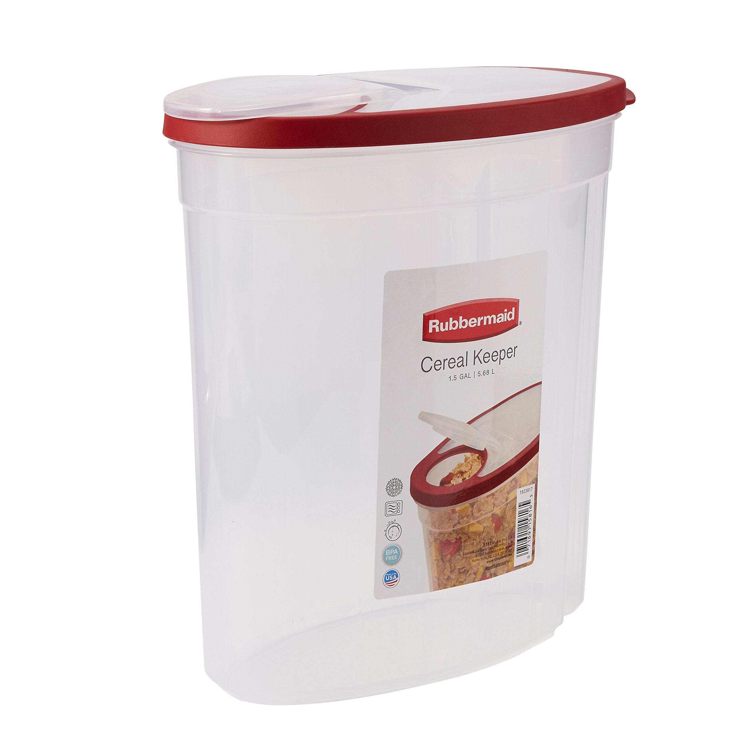 Flex & Seal Cereal Keeper Canister – BPA-Free Dry Food Storage with Easy-Pour Lid (Clear with Red Lid)