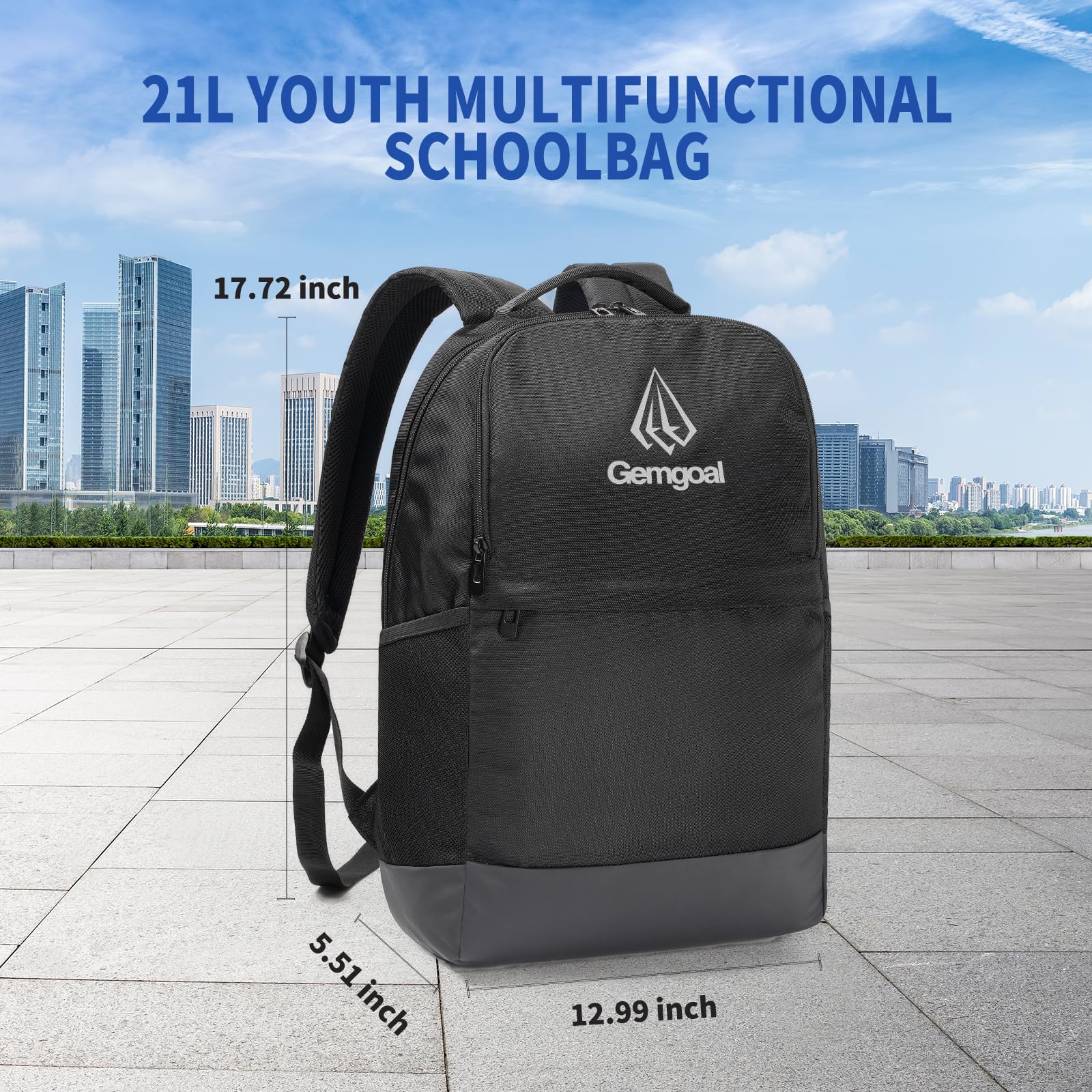GEMGOAL Classic Minimalist Laptop Backpack – Water-Resistant Travel & Gym Backpack for Work and Daily Commute – Black