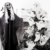 12PCS White Ghost Halloween Tree Picks – Cute Corrugated Plastic Ornaments for Indoor & Outdoor Decor