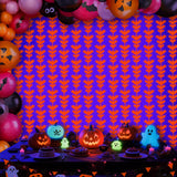 Halloween Glow in the Dark Bat Foil Fringe Curtains – 2 Pack Fluorescent Orange Tinsel Backdrop for Neon Party & Photo Booth (3.3x6.6ft)