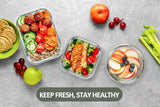 Glass Food Storage Containers with Lids – 24-Piece Borosilicate Meal Prep Set (Gray Lids)