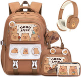 Brown Capybara 30-Piece Backpack and School Set