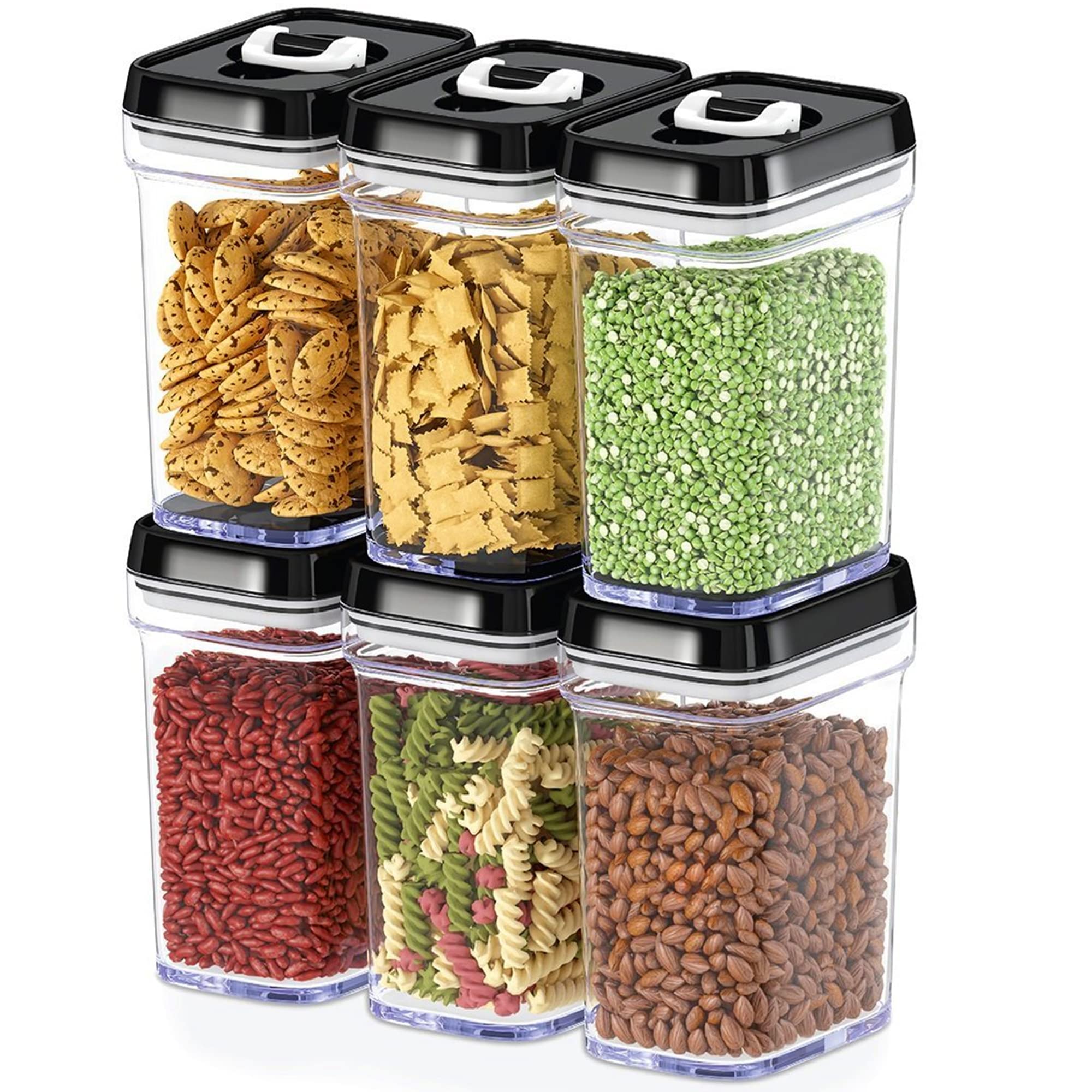Dwellza 1L Airtight Food Storage Containers – 6-Piece BPA-Free Pantry Organization Set
