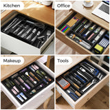 Expandable Silverware Drawer Organizer – Adjustable Cutlery Tray with Deep Compartments (Black)