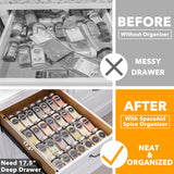 4-Tier Drawer Spice Organizer Set with 28 Glass Jars & 386 Labels – Metal In-Drawer Spice Rack System