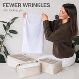 Compression Packing Cubes Set – Travel Luggage Organizer Bags (Beige)