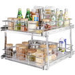 2-Tier Heavy-Duty Pull-Out Cabinet Organizer – Steel Slide-Out Pantry Shelves with Smooth Ball-Bearing Rails (18.7” W x 21” D)