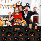 Halloween Tablecloths – 3 Pack Black Evil Pumpkin Plastic Table Covers (54 x 108 Inches)