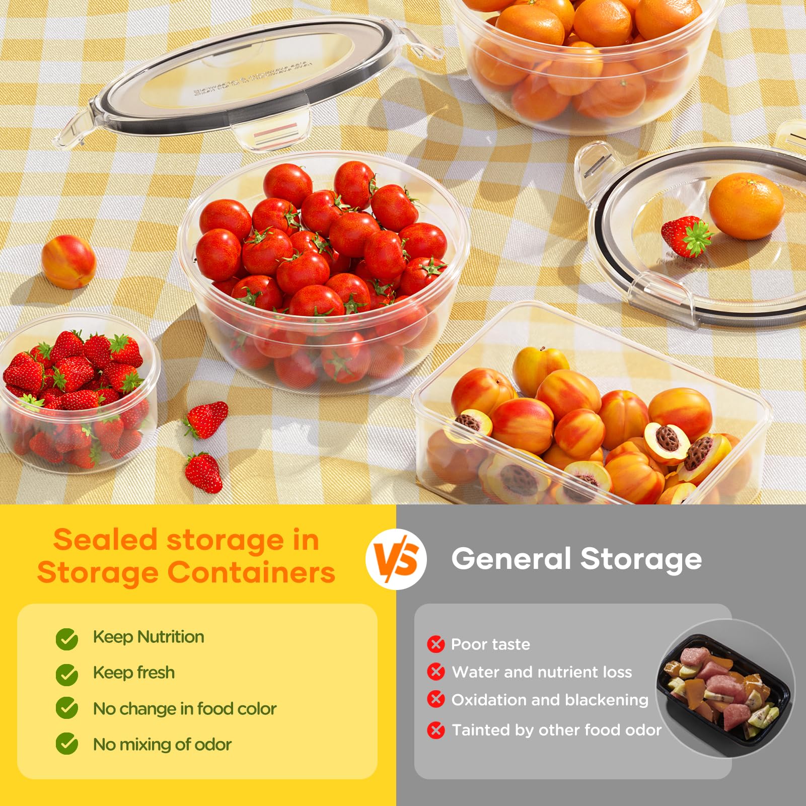 Airtight Food Storage Containers Set – 26 Pack Stackable Meal Prep Containers with Lids & Sauce Cups