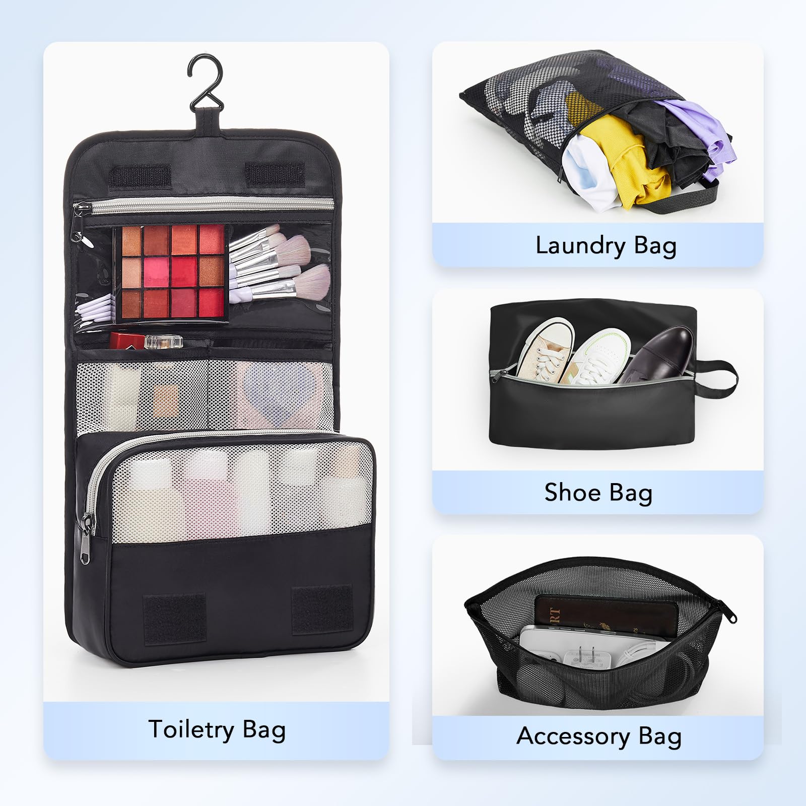 10 Piece Compression Packing Cubes Set – Travel Luggage Organizers with Hanging Toiletry Bag & Laundry Bag