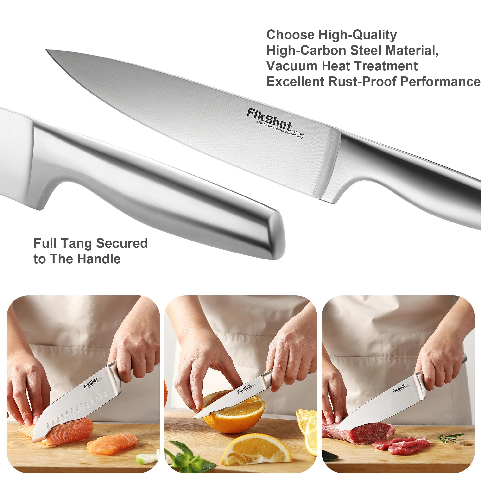 14-Piece Stainless Steel Kitchen Knife Set with Block & Sharpening Rod