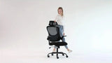 OLIXIS Ergonomic Office Desk Computer Chair, High Back Comfy Swivel Home Gaming Mesh Chairs with Wheels, Adjustable Headrest, Comfortable Lumbar Support, Flip-up Arms, 144° Tilt for Study - PulinGO
