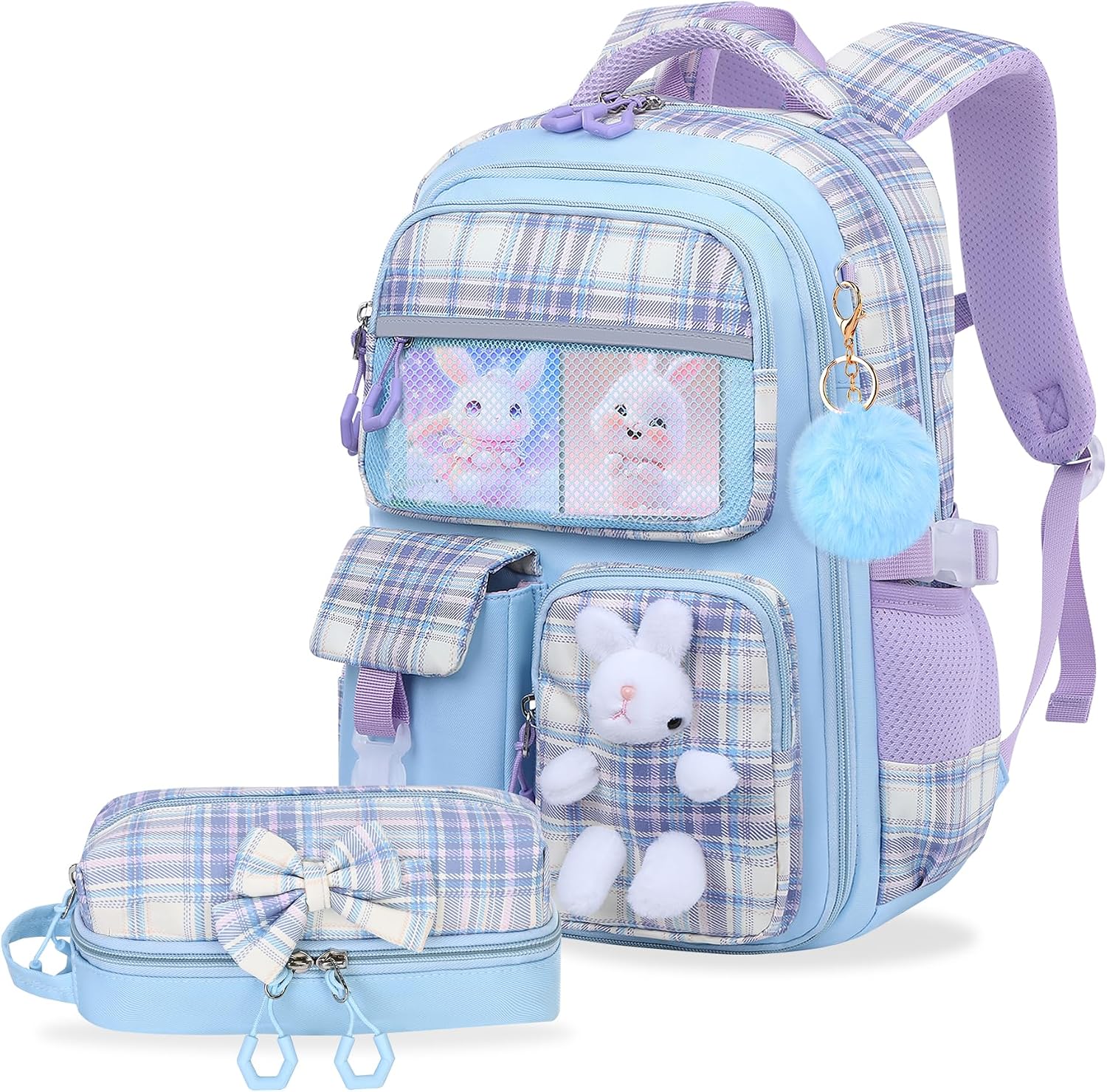 3-Piece Girls School Backpack Set with Lunch Bag