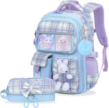 3-Piece Girls School Backpack Set with Lunch Bag