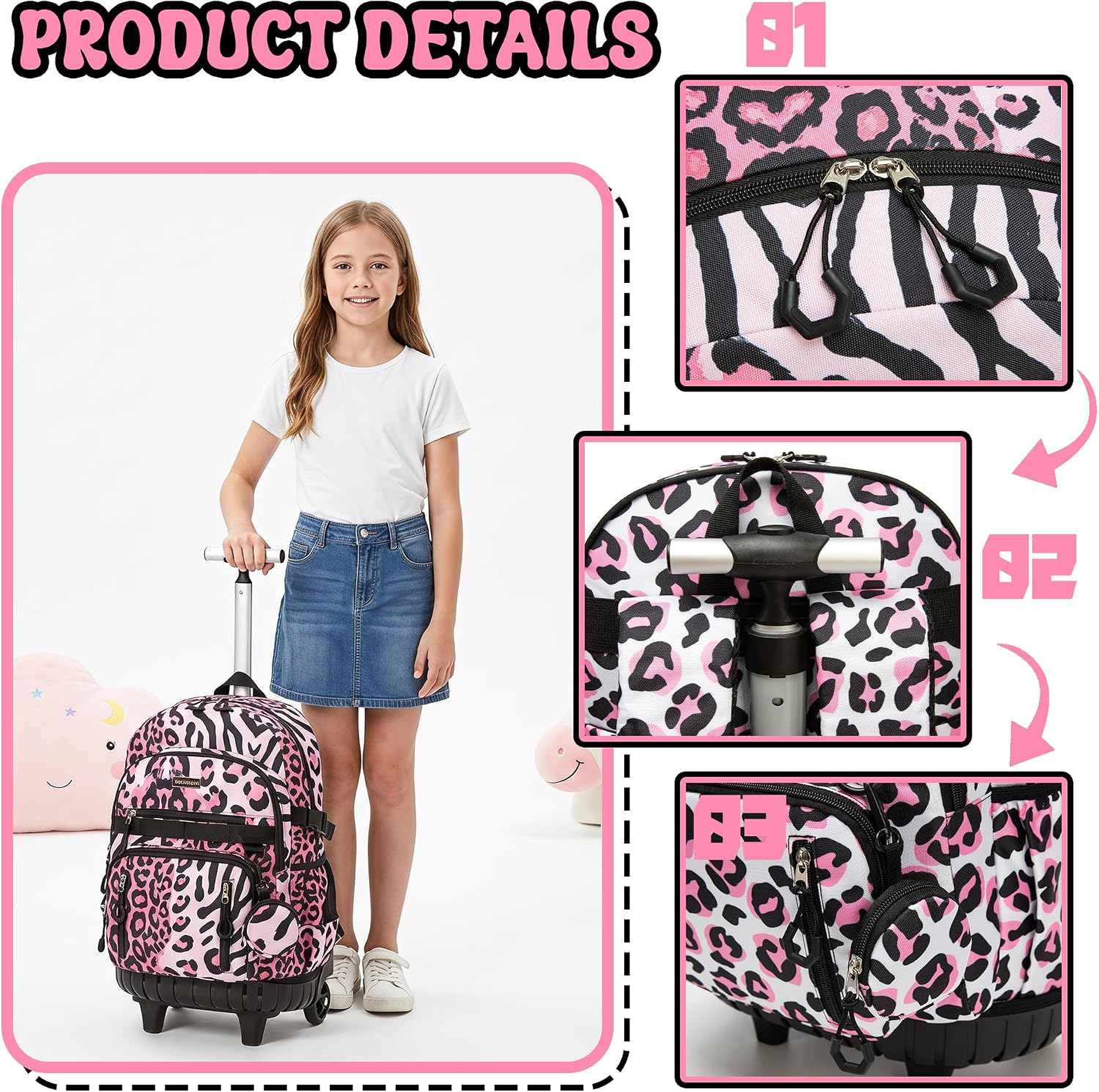 16.5-Inch Rolling School Backpack Set with Lunch Bag