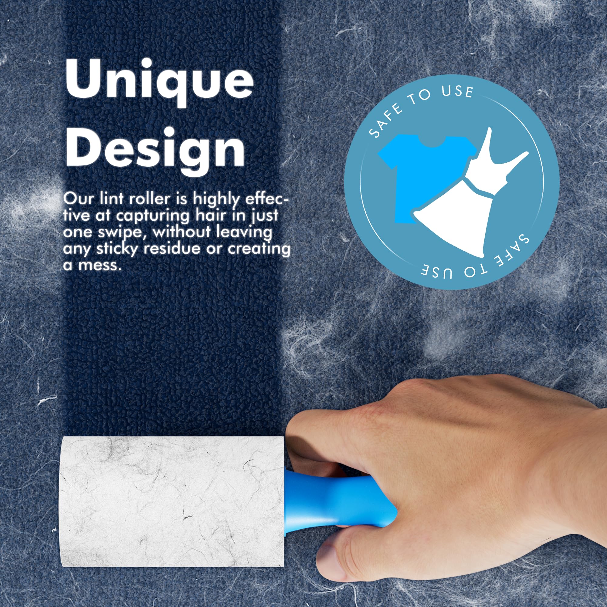Travel Lint Roller for Pet Hair – Extra Sticky Mini Lint Remover with 150 Sheets for Clothes, Furniture & On-the-Go Cleaning (Blue)