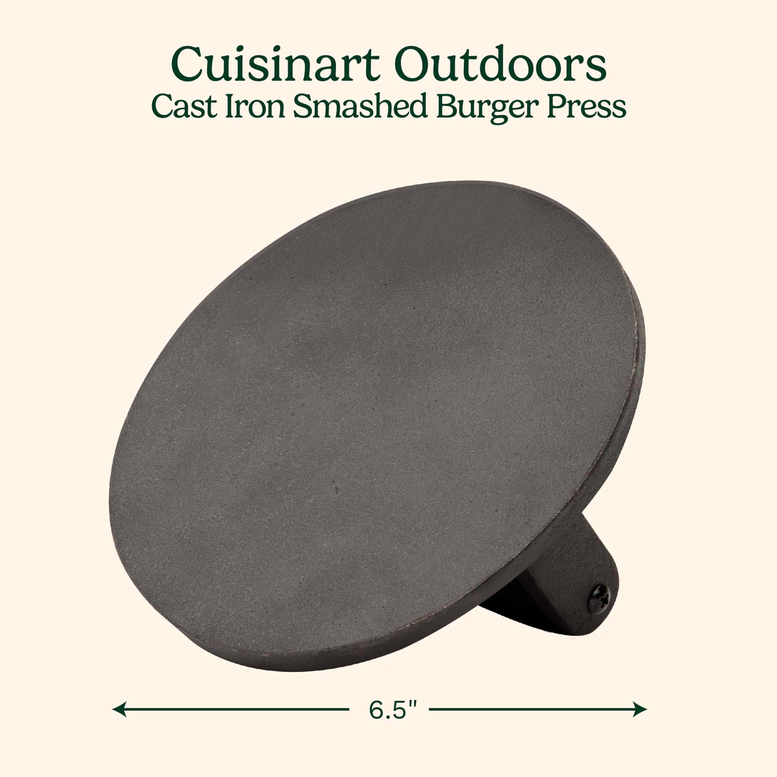 Cast Iron Smash Burger Press 6.5” – Heavy-Duty Crispy Crust Hamburger Smasher Tool