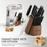 14-Piece Professional Knife Block Set with Sharpener – Full Tang Stainless Steel Kitchen Knives