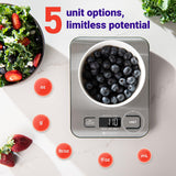 Digital Kitchen Scale with LCD Display – Precision Stainless Steel Food Scale (11 lb / 5 kg)
