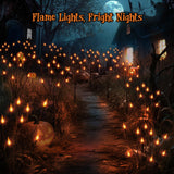 Orange Halloween Candle Pathway Lights – 3-in-1 Flickering LED Stakes with Timer & 8 Lighting Modes