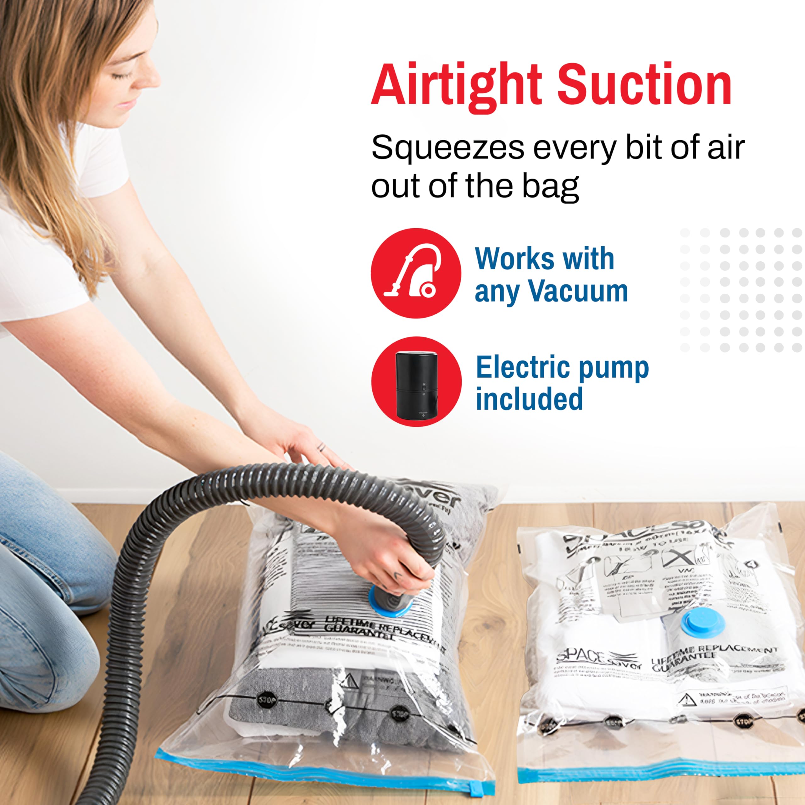 Vacuum Storage Bags Variety Pack – Space Saver Compression Bags for Clothes & Bedding (10-Pack with Hand Pump)