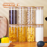 HD Clear Medium Glass Jars with Bamboo Lids – 8-Piece Borosilicate Pantry Storage Set (28 oz)