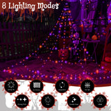 Halloween Spiderweb Lights – 266 LED Orange & Purple Outdoor Web with Remote, 8 Modes & Timer (9.8ft, IP67 Waterproof)