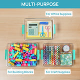Clear Stackable Storage Box with Lid – Flat Organizer for Documents, Crafts, Office and Classroom Use