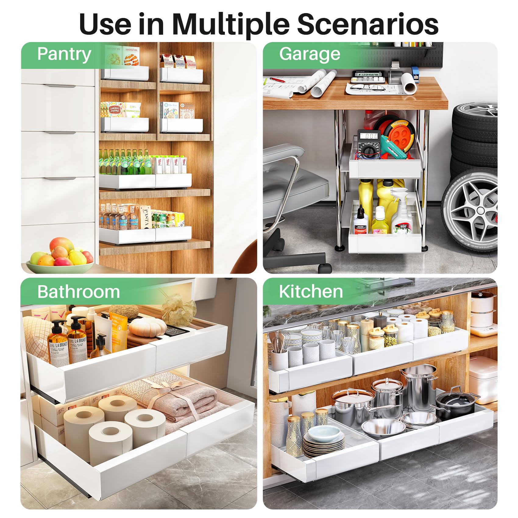 Kitstorack Expandable Pull-Out Cabinet Organizer (12–20”) – Heavy-Duty Drill-Free Slide-Out Shelf
