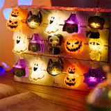 Halloween LED String Lights – 20 Battery-Operated Pumpkin, Ghost & Witch Lights with Timer & 8 Modes (9.8Ft)