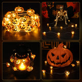 Mini Pumpkin String Lights – 7FT 20 LED Battery Operated Halloween Fairy Lights (Warm Orange Glow)