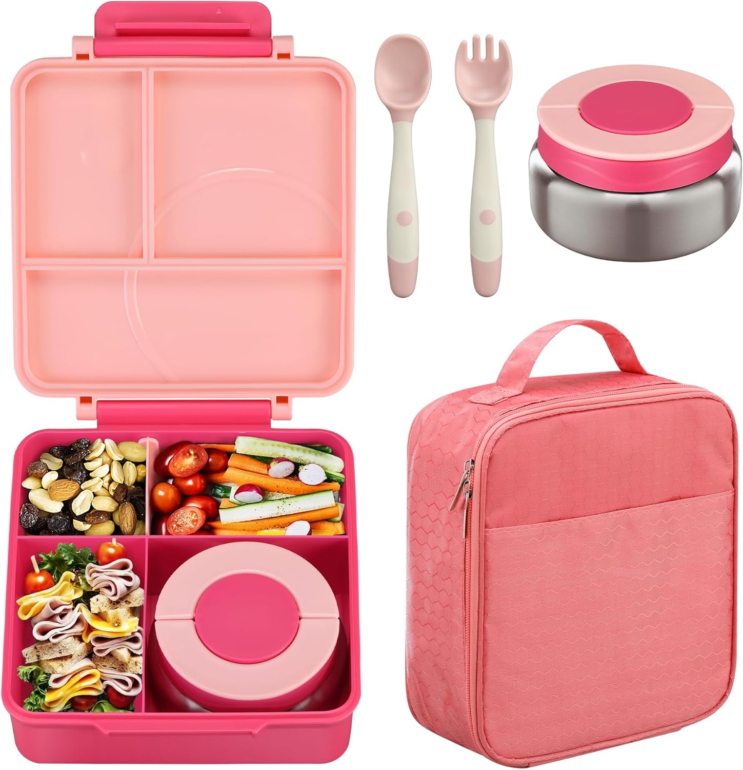 Black 4-Compartment Bento Set with 8 oz Food Jar