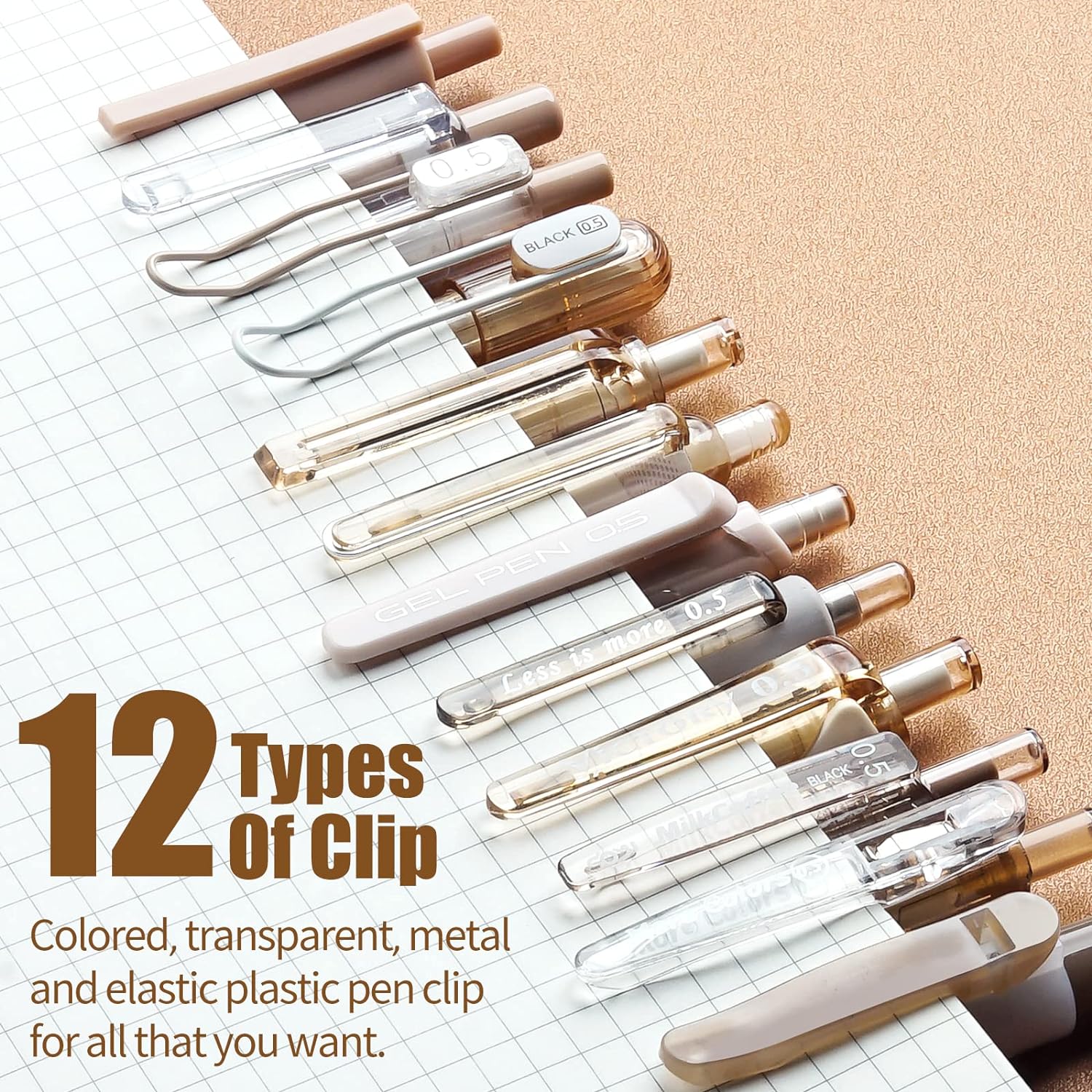 12-Piece Neutral Gel Pen Set with 0.5 mm Fine Tips