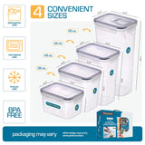 Airtight Pantry Storage Containers Set – 14 Piece Stackable Canisters with Pour Spout Lids, Labels & Scoop