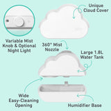 PureBaby Cloud Cool Mist Humidifier with Night Light – 1.8L Ultrasonic Nursery Humidifier for Baby Room (24-Hour Moisture)