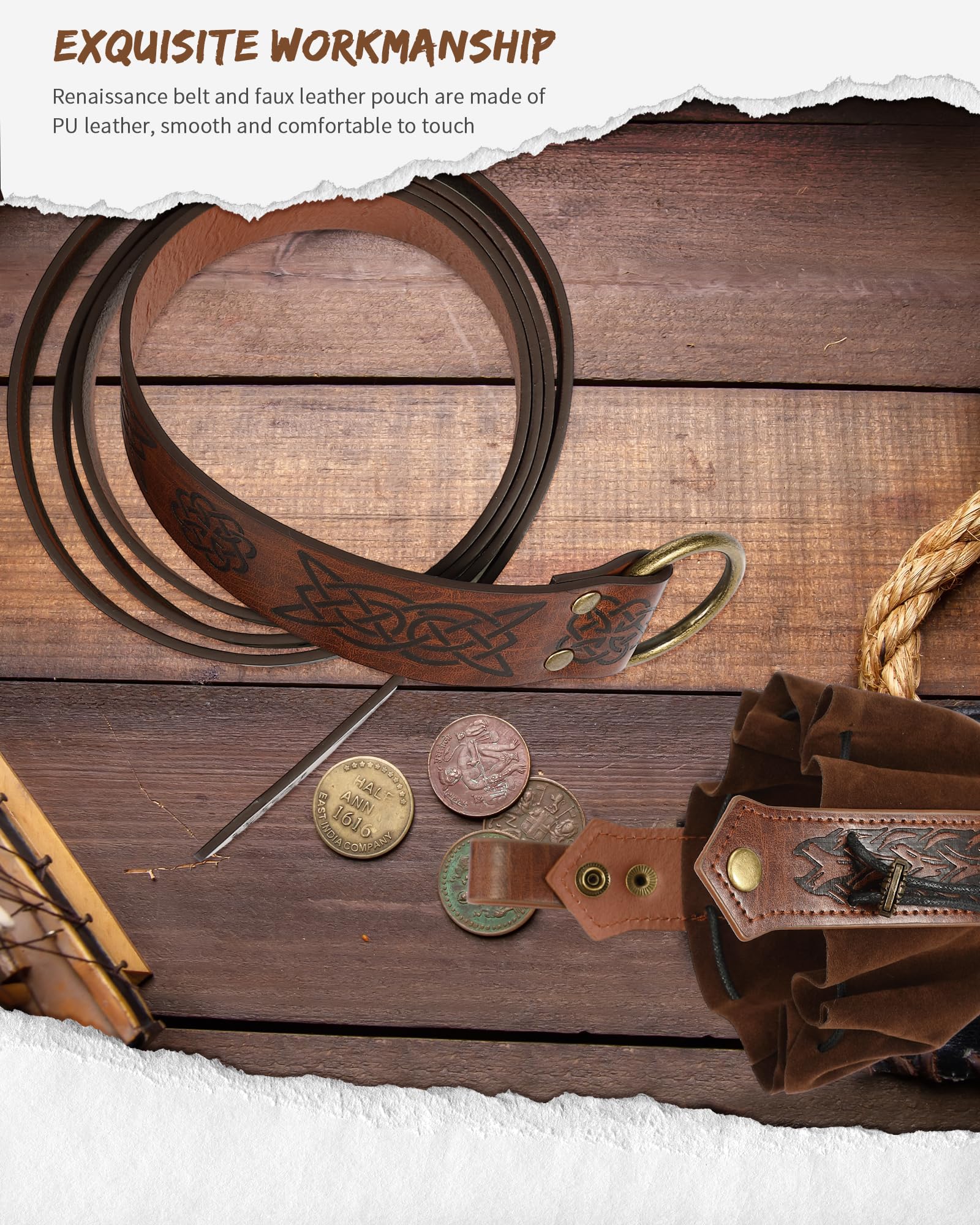 Medieval PU Leather Belt & Pouch Set – Vintage Renaissance Cosplay Accessories for Men & Women ⚔️